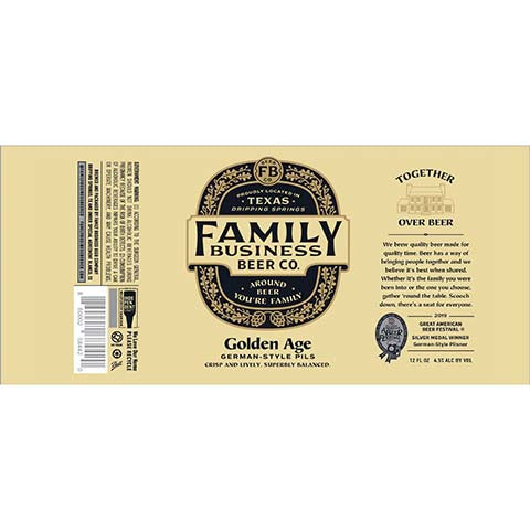 Family Business Golden Age German Pils by Family Business Beer Company, beer label