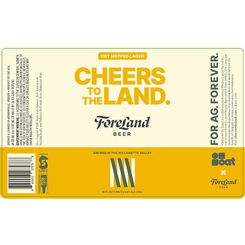 Foreland Cheers to the Land Lager by ForeLand Beer, beer label