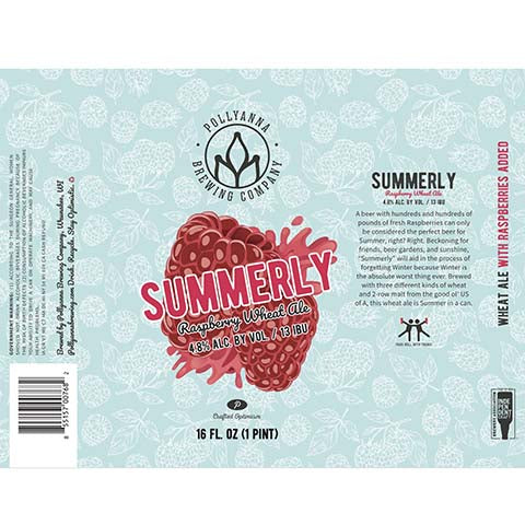 Pollyanna Summerly Wheat Ale by Pollyanna Brewing Company, beer label