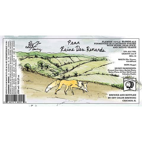 Off Color Pear Reine Des Renards Blonde Ale by Off Color Brewing, beer label