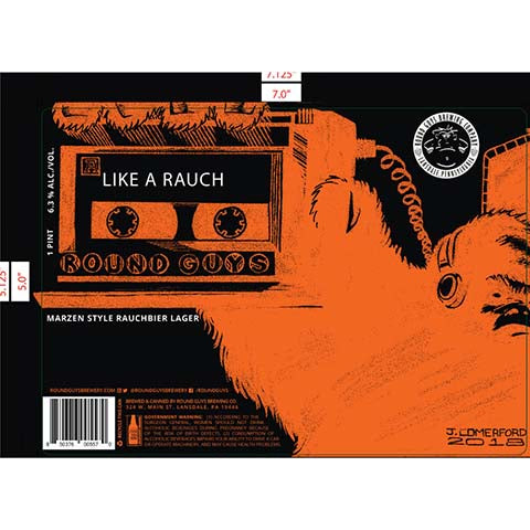 Round Guys Like A Raunch Lager by Round Guys Brewing Co, beer label
