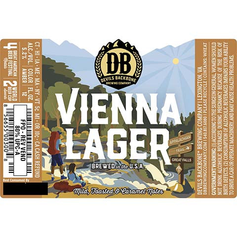 Devil's Backbone Vienna Lager by Devils Backbone Brewing Company, beer label