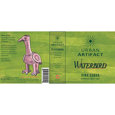 Urban Artifact Waterbird Pink Guava Midwest Fruit Tart Ale by Urban Artifact, beer label