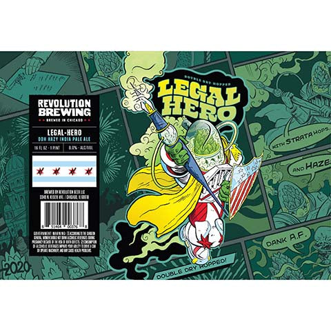 Revolution Legal-Hero DDH Hazy IPA by Revolution Beer LLC, beer label