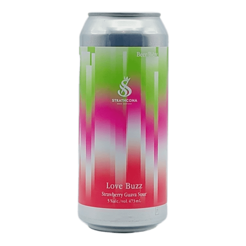 Love Buzz Strawberry Guava Sour by Strathcona Beer Company, beer label
