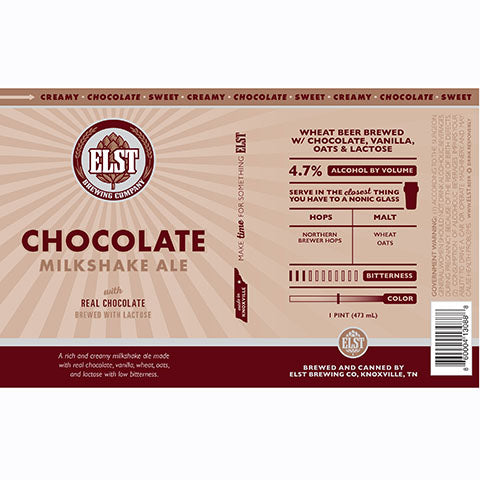 Elst Chocolate Milkshake Ale by Elst Brewing Co., beer label
