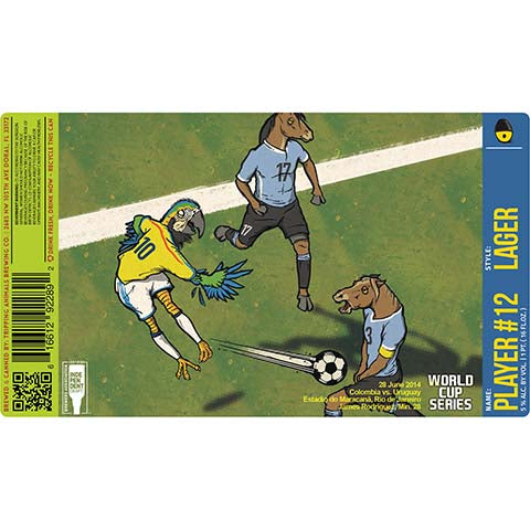 Tripping Animals Player #12 Lager (Colombia vs. Uruguay) by Tripping Animals Brewing Co., beer label