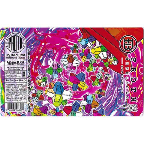 Froth Liquid Lollipop Triple Fruited Sour Ale by Froth Craft Brewery, beer label