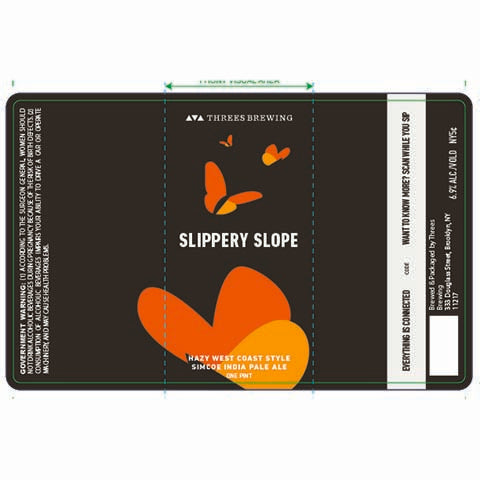 Threes Slippery Slope Hazy West Coast Style IPA by Threes Brewing, beer label
