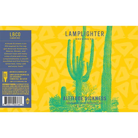 Lamplighter Altitude Sickness Southwest-Style IPA by Lamplighter Brewing Co., beer label