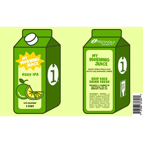 Imprint My Morning Juice Hazy IPA (Calamansi) by Imprint Beer Company, beer label