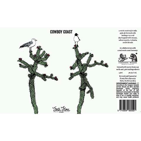 Fonta Flora Cowboy Coast IPA by Fonta Flora Brewery, beer label