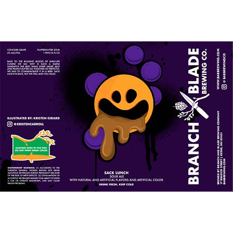 Branch and Blade Sack Lunch Sour Ale by Branch and Blade Brewing Company, beer label