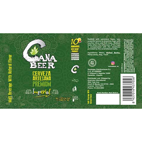Cana Beer Imperial by Semdogar Distribuciones S.L, beer label