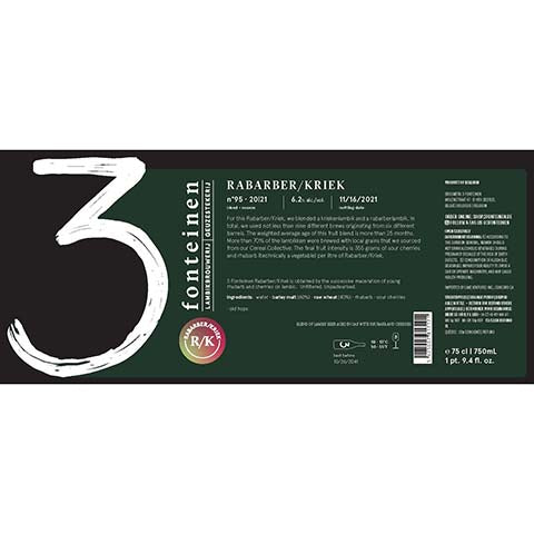 3 Fonteinen Rabarber/Kriek by 3 Fonteinen, beer label