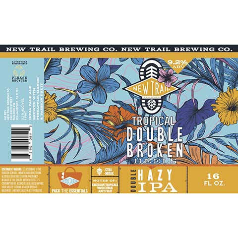 New Trail Tropical Double Broken Heels Double Hazy IPA by New Trail Brewing Company, beer label