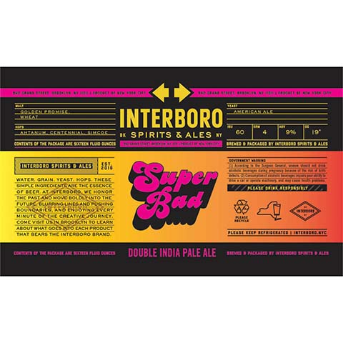 Interboro Super Bad DIPA by Interboro Spirits And Ales, beer label