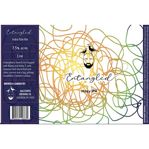 Bald Birds Entangled Hazy IPA by Bald Birds Brewing Co., beer label