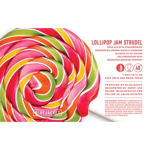 Bluejacket Lollipop Jam Strudel Sour Ale by Bluejacket, beer label