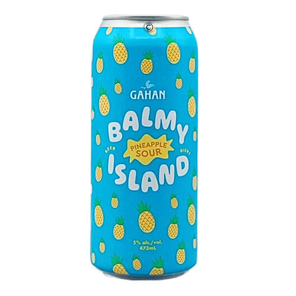 Balmy Island Pineapple Sour by Gahan Brewery, beer label