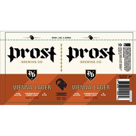Prost Vienna Lager by Prost Brewing, beer label