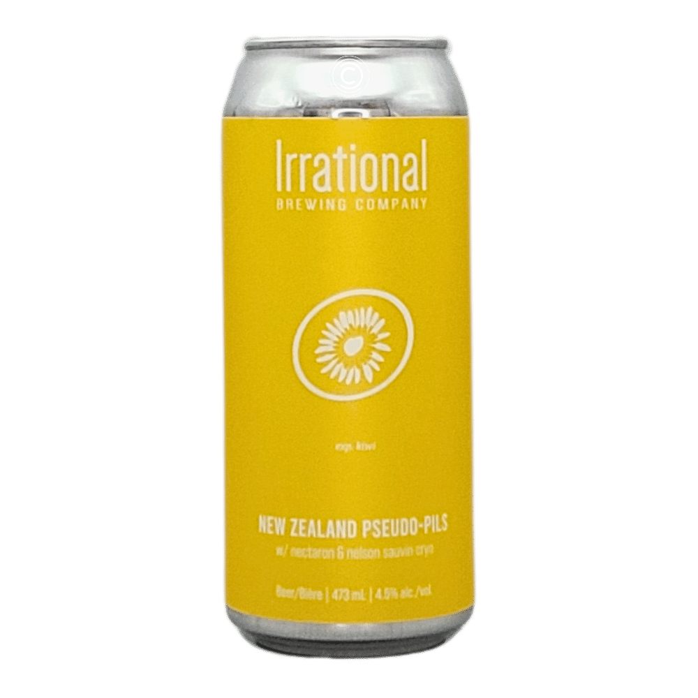Exp. Kiwi New Zealand Psudo-Pilsner by Irrational Brewing Company, beer label