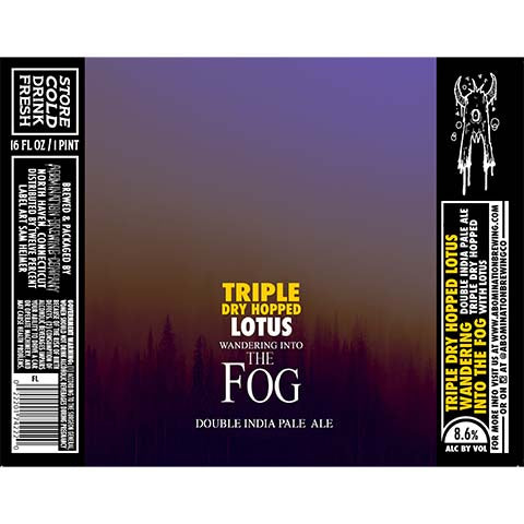 Abomination Wandering Into The Fog DIPA (Lotus) by Abomination Brewing Company, beer label