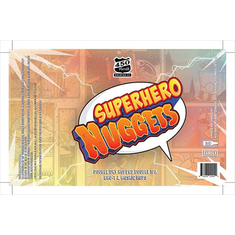 450 North Superhero Nuggets DDH DIPA by 450 North Brewing Company, beer label