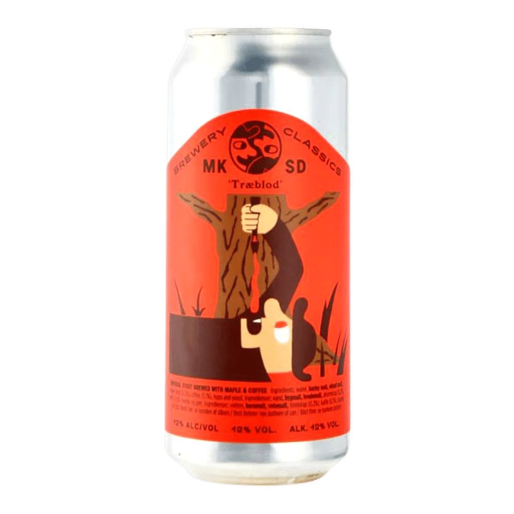 San Diego Traeblod Maple Syrup and Coffee Bourbon Barrel-Aged Stout by Mikkeller, beer label