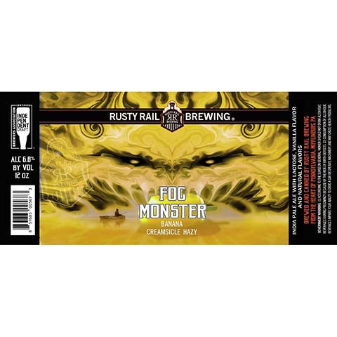Rusty Rail Fog Monster Banana Creamsicle Hazy IPA by Rusty Rail Brewing, beer label