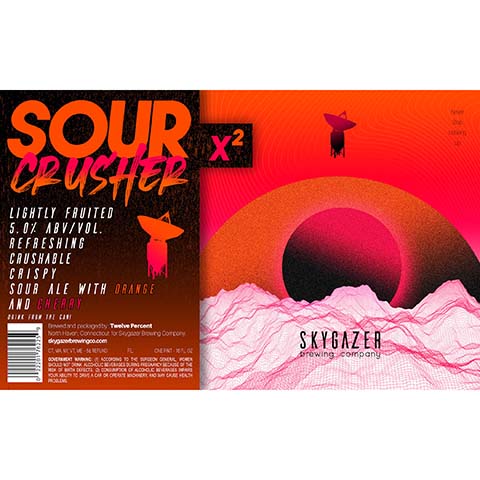 Skygazer Sour Crusher x2 Orange and Cherry Sour Ale by SKYGAZER Brewing Co, beer label