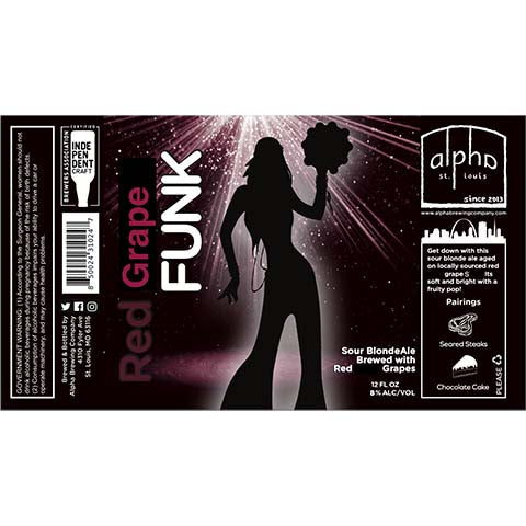 Alpha Red Grape Funk Sour Blonde Ale by Alpha Brewing Co., beer label
