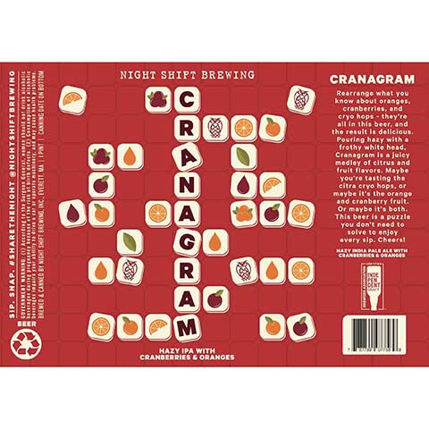 Canagram Hazy IPA by Night Shift Brewing, beer label