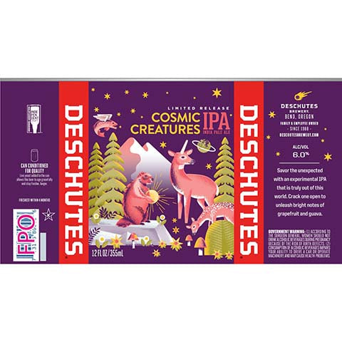 Deschutes Cosmic Creatures IPA by Deschutes Brewery, beer label