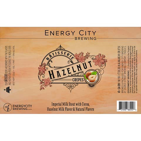 Energy City Batisserie Hazelnut Crepes Imperial Milk Stout by Energy City Brewing, beer label