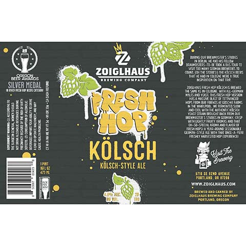 Zoiglhaus Fresh Hop Kolsch Ale by Zoiglhaus Brewing Company, beer label