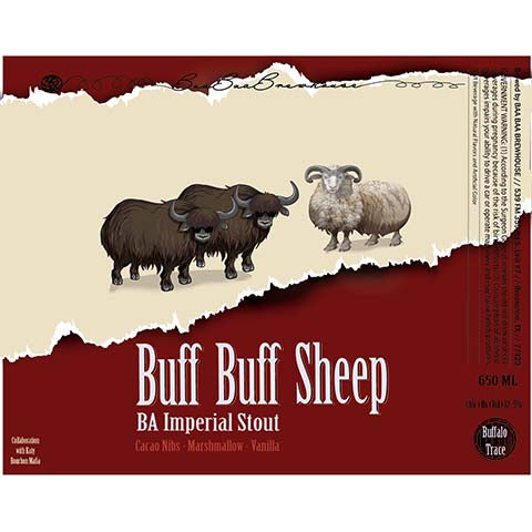 Baa Baa Buff Buff Sheep BA Imperial Stout by Baa Baa Brewhouse, beer label