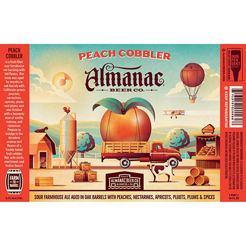 Almanac Peach Cobbler Sour Farmhouse Ale by Almanac Beer Company, beer label