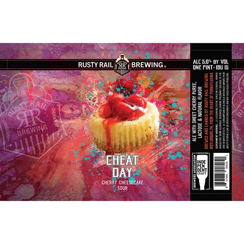 Rusty Rail Cheat Day Cherry Cheesecake Sour by Rusty Rail Brewing, beer label