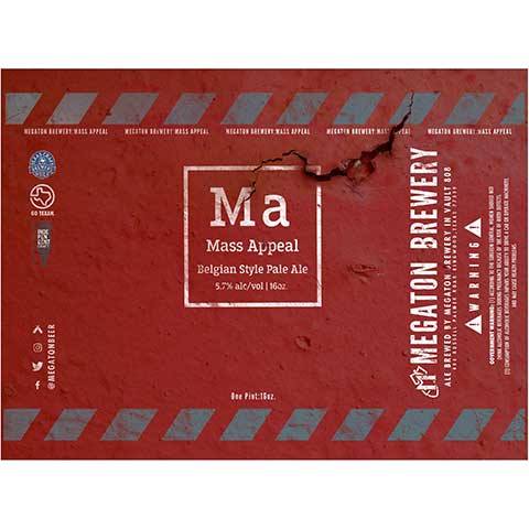 Mass Appeal Belgian Style Pale Ale by Megaton Brewery, beer label