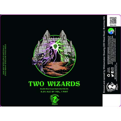 Widowmaker Two Wizards Double West Coast Style IPA by Widowmaker Brewing, beer label