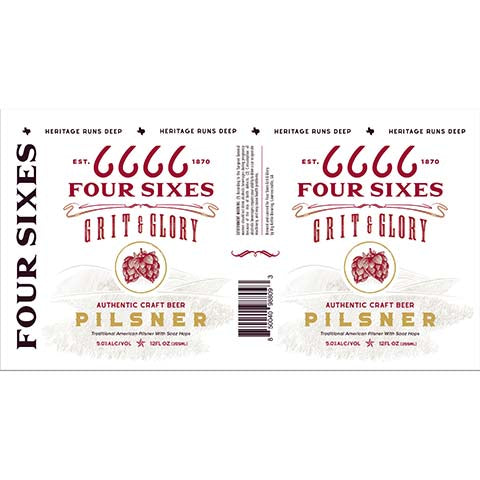Four Sixes Grit & Glory Pilsner by Four Sixes Grit & Glory, beer label