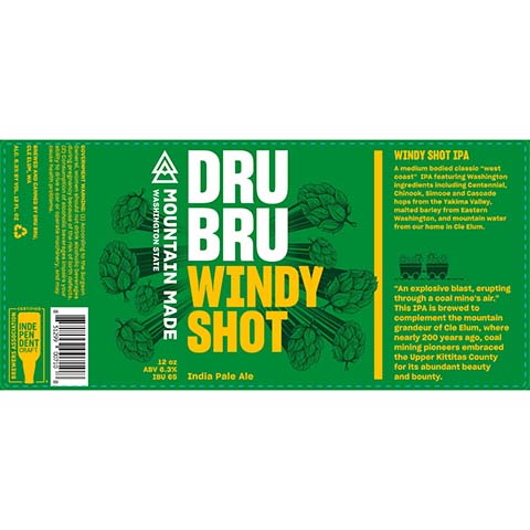 Dru Bru Windy Shot IPA by Dru Bru, beer label