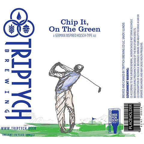 Triptych Chip It, On The Green Kolsch Ale by Triptych Brewing, beer label