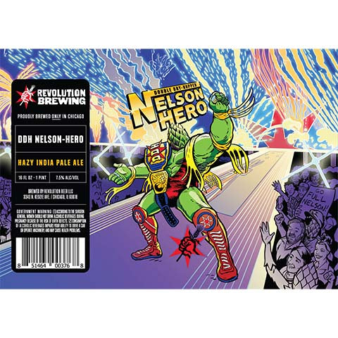 Revolution DDH Nelson Hero Hazy IPA by Revolution Beer LLC, beer label