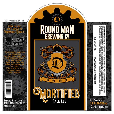 Round Man Mortified Pale Ale by Round Man Brewing Co., beer label