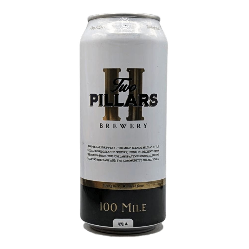 100 Mile Belgian Pale Ale by Two Pillars Brewery x Bridgeland Distillery, beer label