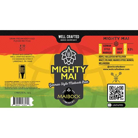 Well Crafted Mighty Mai German Maibock Beer by Well Crafted Beer Co., beer label