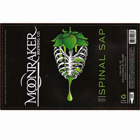 Moonraker Spinal Sap Imperial IPA by Moonraker Brewing Co, beer label