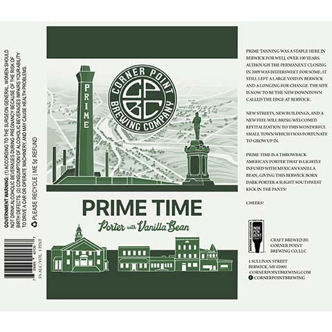 Corner Point Prime Time Porter by Corner Point Brewing Company, beer label